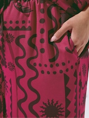 Yours Curve Red Limited Sun Print Trouser - Image 4 of 5