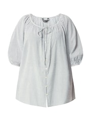 Yours Curve Blue 3/4 Sleeve Stripe Boho Blouse - Image 5 of 5