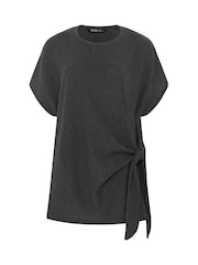 Yours Curve Grey Andorra Knot T-Shirt - Image 5 of 5