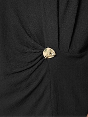 Yours Curve Black All Over Print Grown On Trim Twist Top - Image 4 of 4