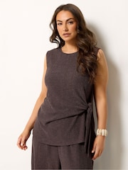Yours Curve Brown Andora Knot Vest - Image 1 of 5