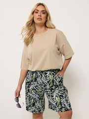 Yours Curve Black Jersey Shorts - Image 1 of 5