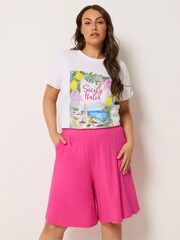 Yours Curve Pink Jersey Shorts - Image 1 of 5