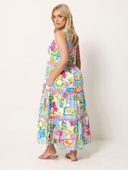 Yours Curve White All Over Tile Print Contrast Trim Dress - Image 2 of 4