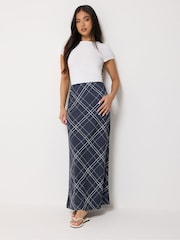 PixieGirl Petite Blue Checked Maxi Skirt - Image 1 of 2