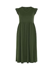 Yours Curve Green Broderie Sleeve Midaxi Dress - Image 5 of 5