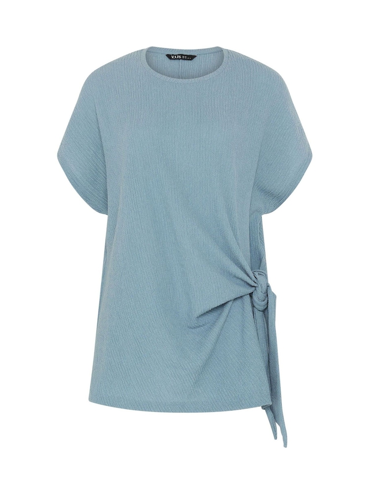 Yours Curve Blue Andorra Knot T-Shirt - Image 5 of 5
