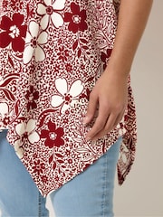 Yours Curve Red Hanky Hem Blouse - Image 4 of 5