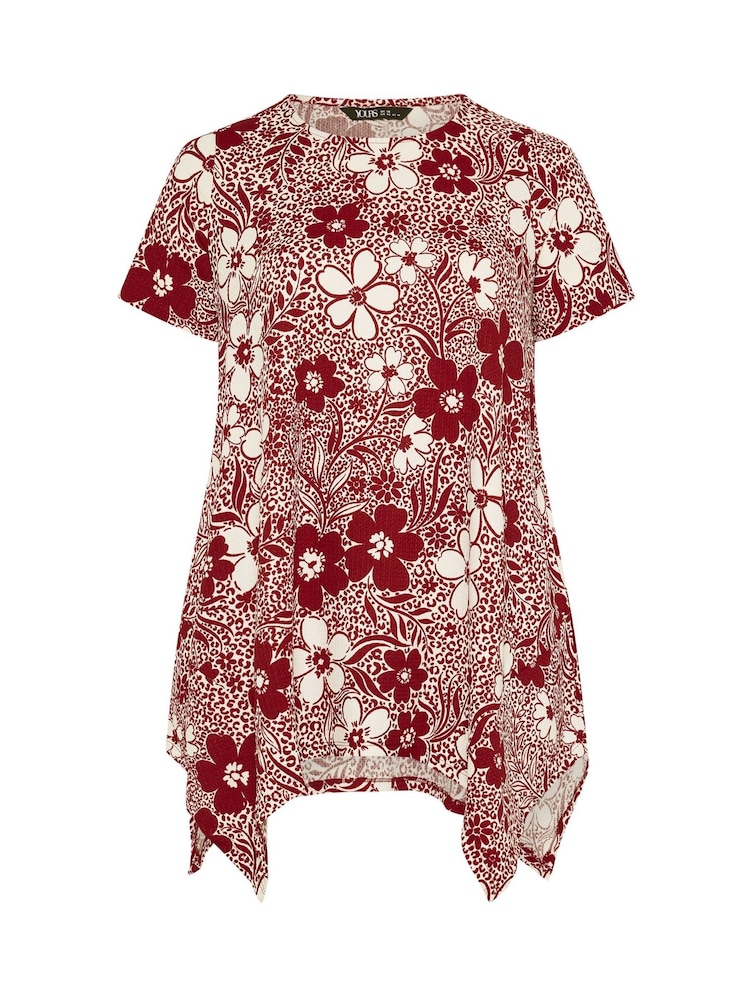 Yours Curve Red Hanky Hem Blouse - Image 5 of 5