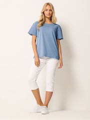 M&Co Blue Embroidered Sleeve T-Shirt - Image 2 of 5