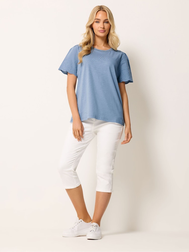 M&Co Blue Embroidered Sleeve T-Shirt - Image 2 of 5