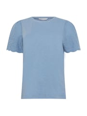 M&Co Blue Embroidered Sleeve T-Shirt - Image 5 of 5