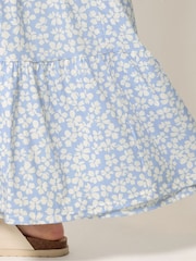 PixieGirl Petite Blue Ditsy Short Sleeve Tiered Maxi Dress - Image 4 of 5