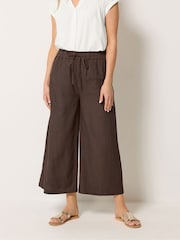 Long Tall Sally Brown Linen Blend Cropped Trousers - Image 2 of 5