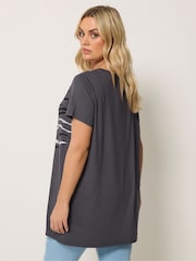 Yours Curve Grey Animal Print Foil Top - Image 3 of 5