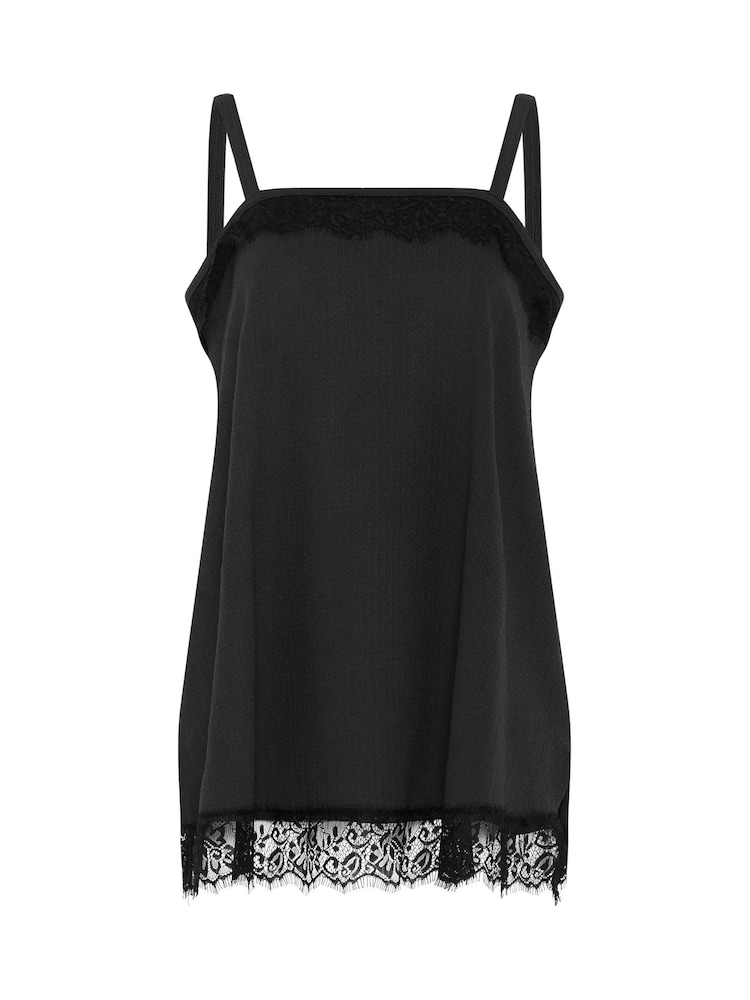 Yours Curve Black Lace Trim Texture Vest - Image 5 of 5