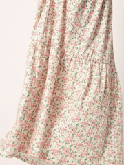 PixieGirl Petite Pink Ditsy Short Sleeve Tiered Maxi Dress - Image 4 of 5