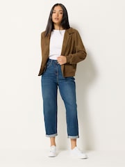 M&Co Brown Button Up Faux Suede Jacket - Image 2 of 5