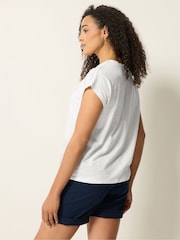 M&Co Cream Embroidered Insert Tie Hem T-Shirt - Image 2 of 5