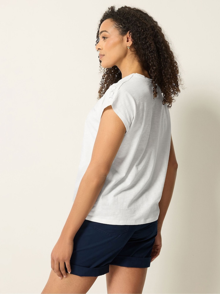 M&Co Cream Embroidered Insert Tie Hem T-Shirt - Image 2 of 5