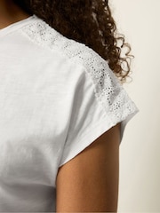 M&Co Cream Embroidered Insert Tie Hem T-Shirt - Image 4 of 5