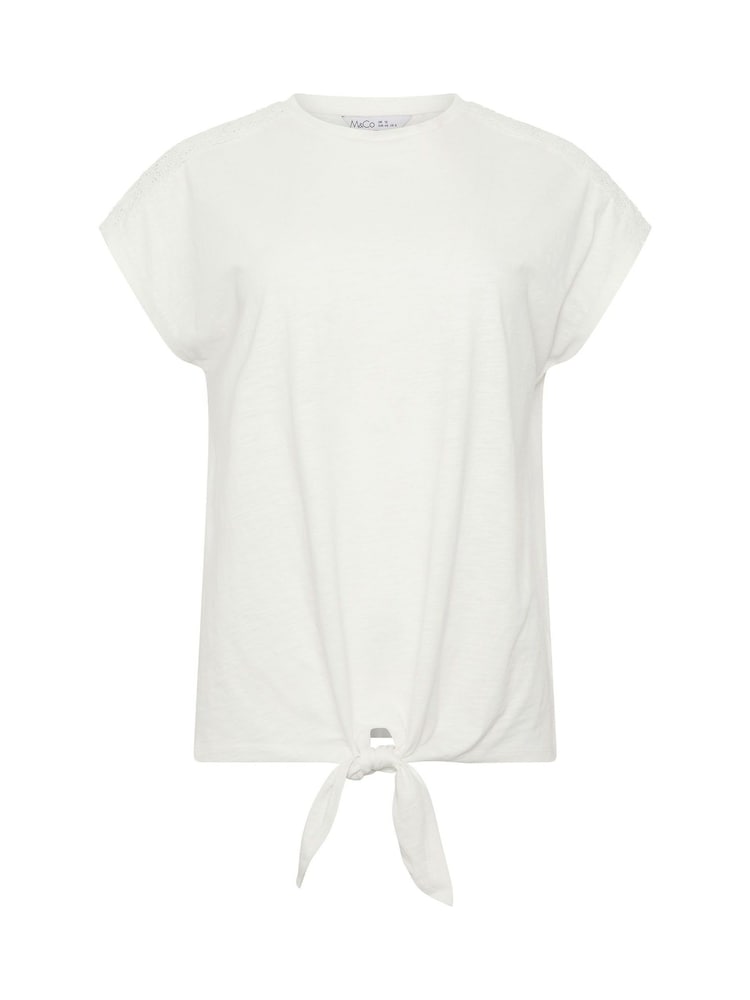 M&Co Cream Embroidered Insert Tie Hem T-Shirt - Image 5 of 5