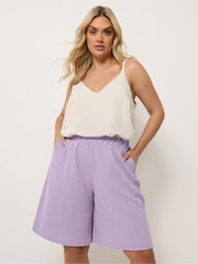 Yours Curve Purple Jersey Shorts - Image 1 of 5