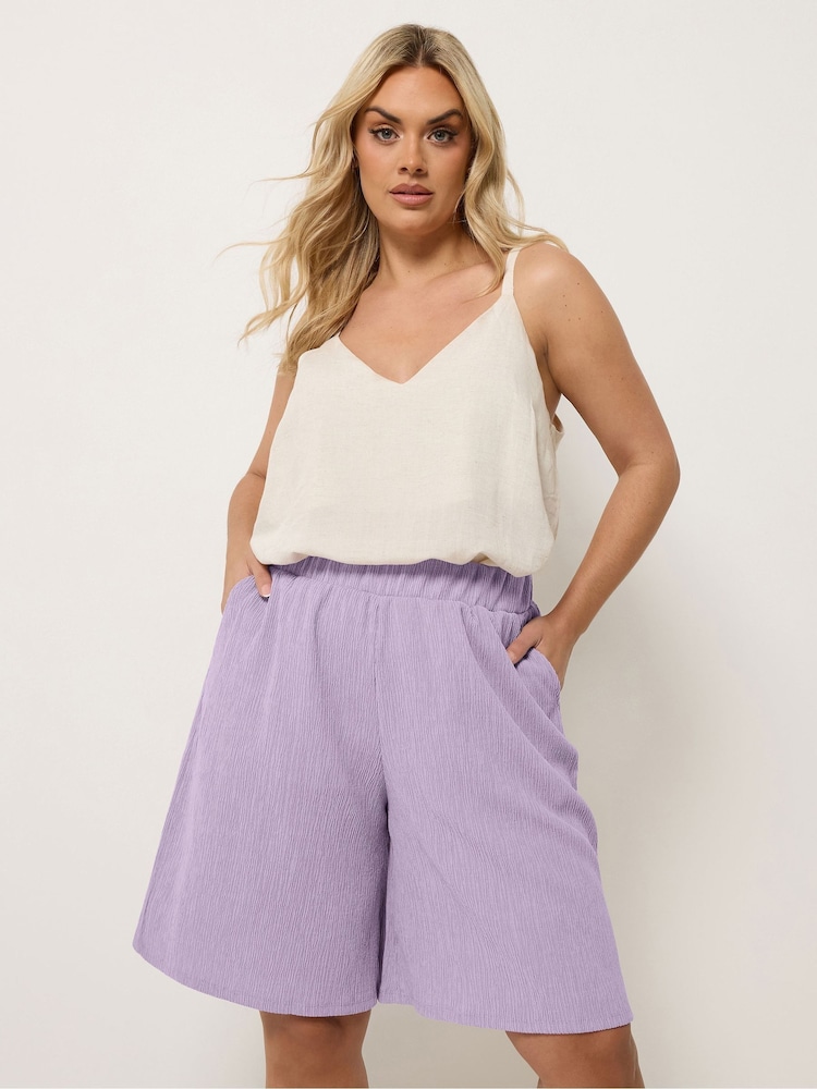 Yours Curve Purple Jersey Shorts - Image 1 of 5 Yours Curve Purple Jersey Shorts - Image 1 of 5