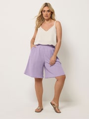 Yours Curve Purple Jersey Shorts - Image 2 of 5