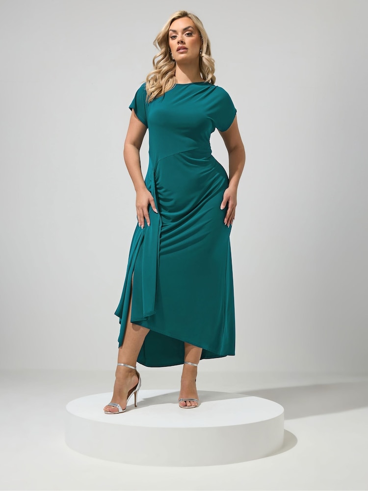 Yours Curve Green London Gathered Detail Dress - Image 2 of 5