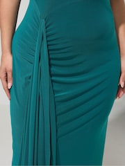 Yours Curve Green London Gathered Detail Dress - Image 4 of 5