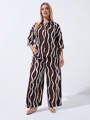 Yours Curve Brown Limited Cotton Trousers - Image 1 of 5