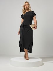Yours Curve Black London Gathered Detail Dress - Image 1 of 4