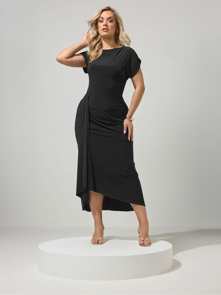 Yours Curve Black London Gathered Detail Dress - Image 2 of 4