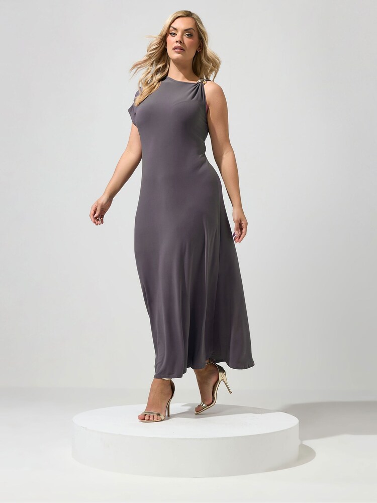 Yours Curve Grey London Buckle Shoulder Dress - Image 1 of 5