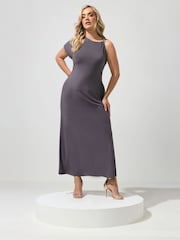Yours Curve Grey London Buckle Shoulder Dress - Image 2 of 5
