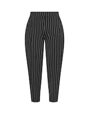 Yours Curve Black Limited Pinstripe Barrel Leg Trousers - Image 5 of 5