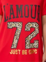 Yours Curve Red L'Amour Placement T-Shirt - Image 4 of 5