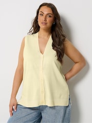 Yours Curve Yellow Knitted Waistcoat - Image 1 of 5