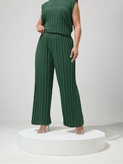 Yours Curve Green London Pleated Trousers - Image 2 of 5