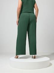 Yours Curve Green London Pleated Trousers - Image 3 of 5
