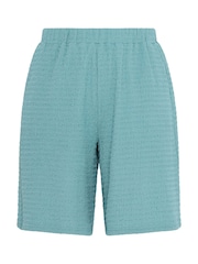 Yours Curve Blue Textured Resort Shorts - Image 5 of 5