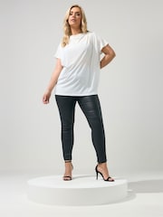 Yours Curve White London Pleated Shoulder Top - Image 2 of 5