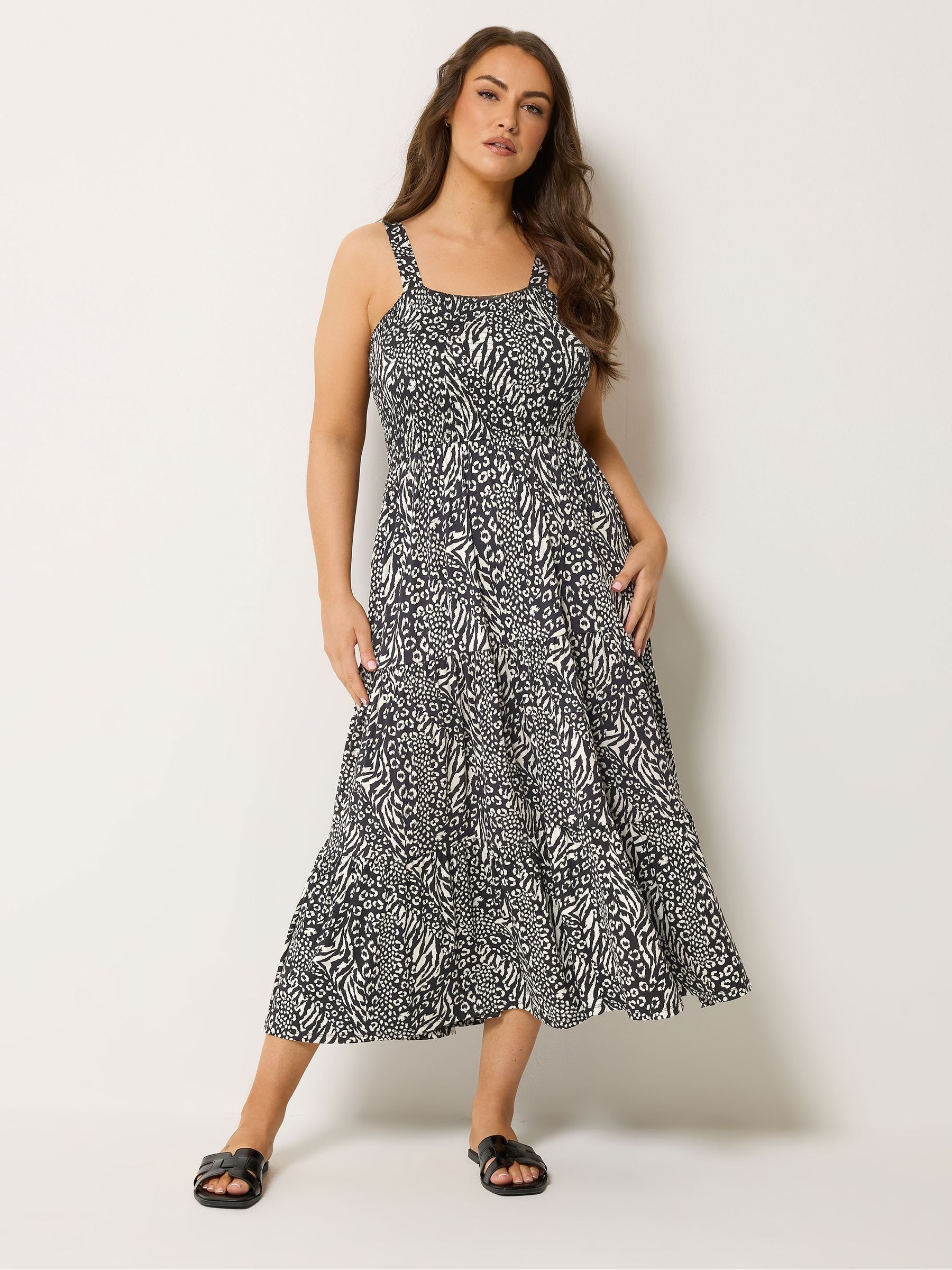 Yours Curve Women's Black Chrome Shirred Midaxi Dress
