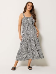 Negro cromo - Yours Curve Shirred Midaxi Dress - Imagen 1 de 5