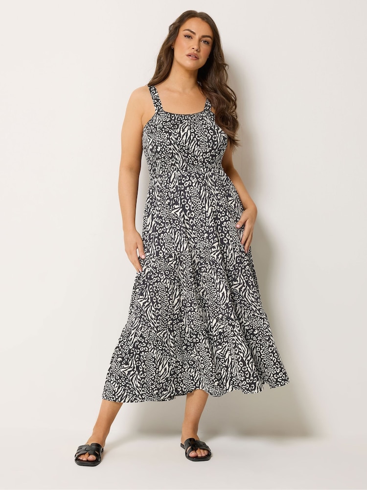 Negro cromo - Yours Curve Shirred Midaxi Dress - Imagen 1 de 5