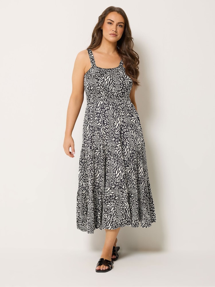 Negro cromo - Yours Curve Shirred Midaxi Dress - Imagen 2 de 5