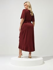 Yours Curve Brown London Ruffle  Dress - Image 3 of 5
