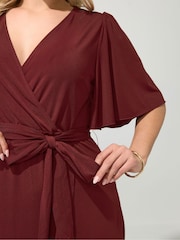Yours Curve Brown London Ruffle  Dress - Image 4 of 5