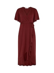 Yours Curve Brown London Ruffle  Dress - Image 5 of 5